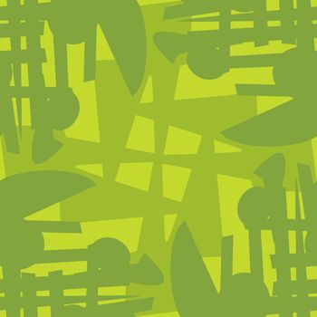 Seamless green pattern of chaotic lines and circles