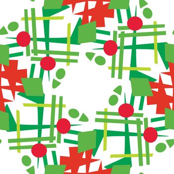 Background pattern of abstract Christmas wreaths over white