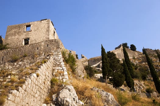  ruins of an old city fortress Kotor. Montenegro