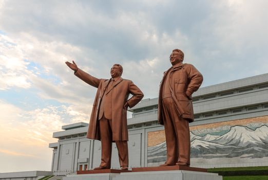 NORTH KOREA, PYONGYANG - July 24: Mansudae Monument at July 24, 2014 in Pyongyang, North Korea. Mansudae is the most respected monument of the late leaders of the DPRK.