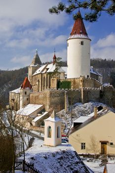 Fortified castle of Krivoklat in Prague, winter