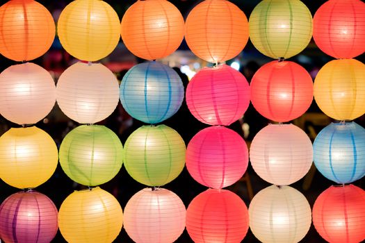 arrange of colorful chinese lantern lamp