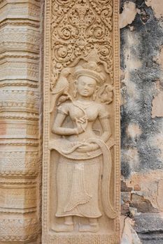 Stone carve at castle rock temple in Sikhoraphum, Surin, Thailand. Called "Prasat Sikhoraphum"