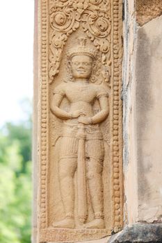 Stone carve at castle rock temple in Sikhoraphum, Surin, Thailand. Called "Prasat Sikhoraphum"