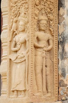 Stone carve at castle rock temple in Sikhoraphum, Surin, Thailand. Called "Prasat Sikhoraphum"