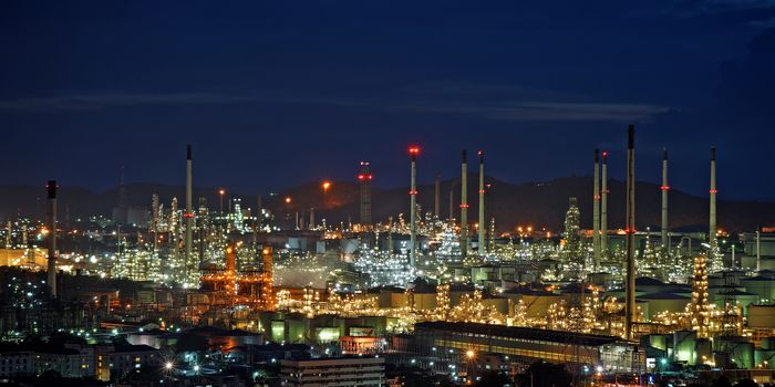 The Oil refinery with beautiful sky background