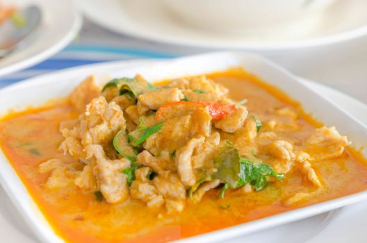 close up red curry with pork and coconut milk (Panaeng), Thai cuisine