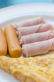 Big set of american breakfast, cuisine
