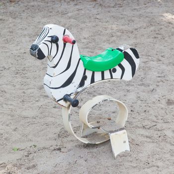 Old spring zebra, outdoor toy for children