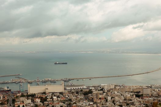 Sea Port of Haifa. Israel.Panoramic view.