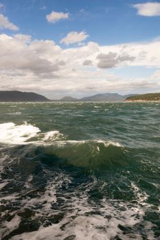 The Pacific Ocean surges and rolls before a storm