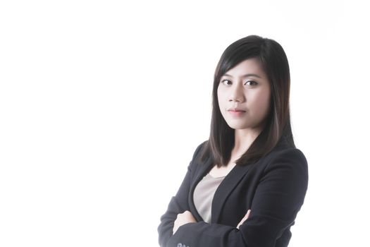 Asian woman in business office concept on white background