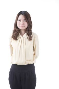 Asian woman in business office concept on white background