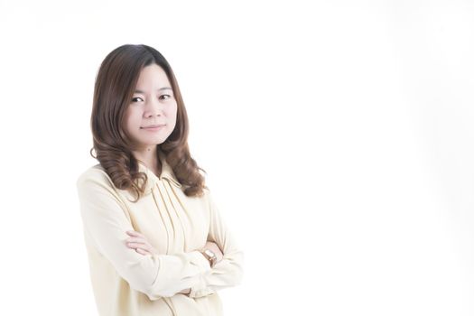 Asian woman in business office concept on white background