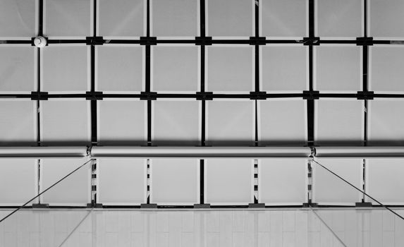 Modern suspended ceiling with curtain (Black and White)