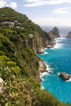 A view of a Capri coast at full noon

