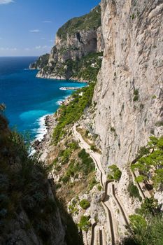 A view of a Capri coast at full noon

