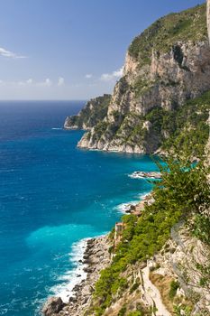 A view of a Capri coast at full noon

