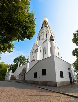 St. Aleksievsky temple-monument 1912. Orthodox church in Leipzig.
