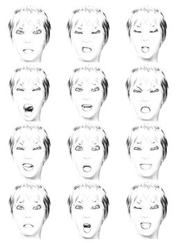 Digital Illustration of facial Expressions