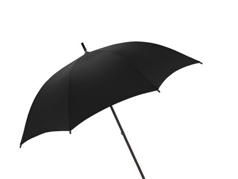 Black vintage umbrella isolated on white