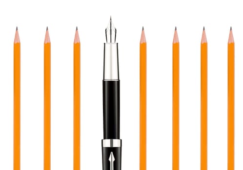 pencils and pen - concept