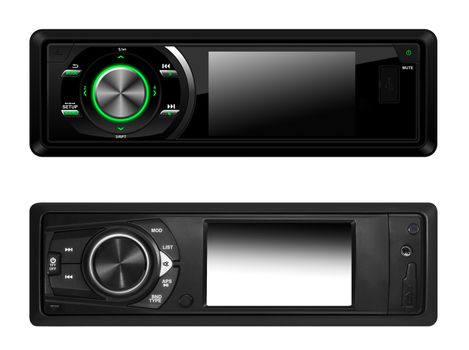 Modern car audio systems isolated with clipping path over white