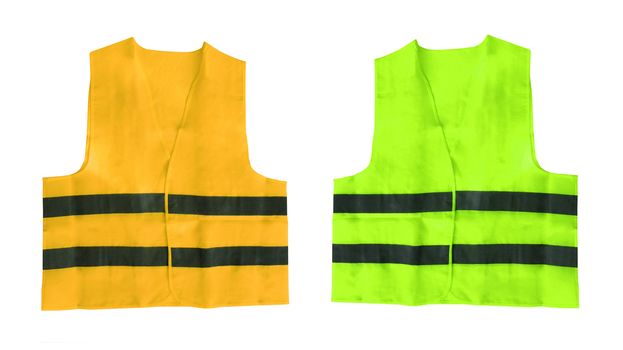 yellow and green safety vest isolated