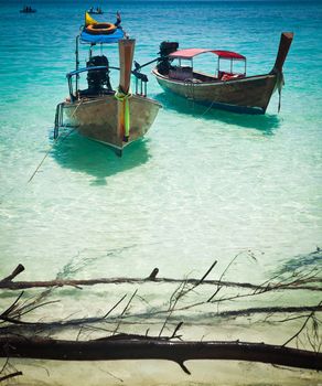 Longtail boats on the beautiful beach, Thailand