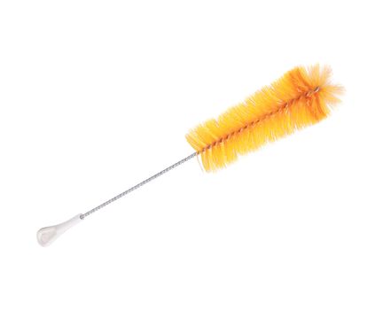 Yellow cleaning brush on white background