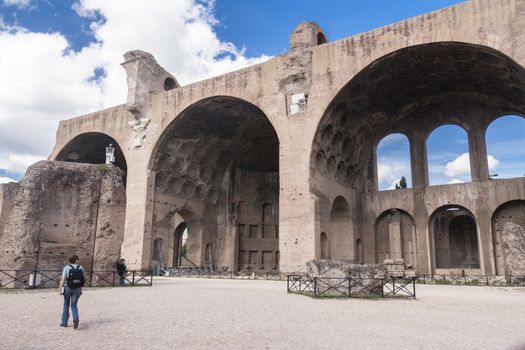 The Basilica of Maxentius and Constantine in the Roman Forum in Rome, Italy