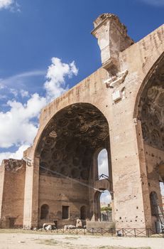 The Basilica of Maxentius and Constantine in the Roman Forum in Rome, Italy