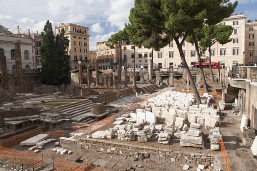 archaeological area of Largo Torre Argentina. Rome. Italy.