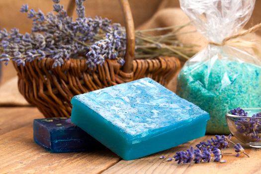 Homemade Soap with Lavender Flowers and Sea Salt