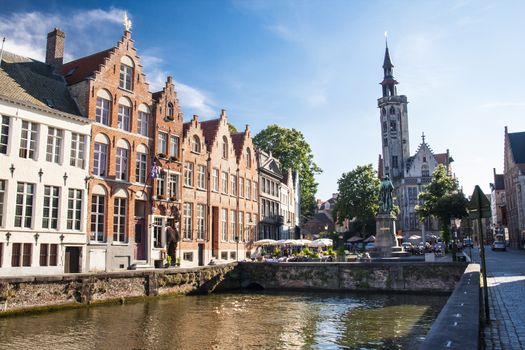 Statue of medieval painter Jan van Eyck in Bruges, Belgium

