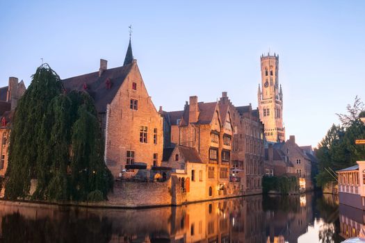 Canal in Bruges, famous city in Belgium