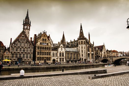 Nice houses in the old town of Ghent, Belgium