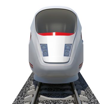 Train on isolated white background, front view