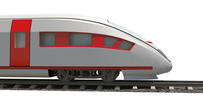Modern train on isolated white background, side view