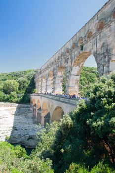 Pont du Gard, famous roman aqueduct in France

