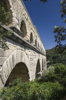 Pont du Gard, famous roman aqueduct in France

