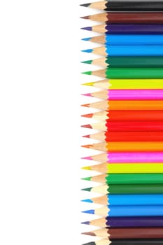 Set color pencils over white
