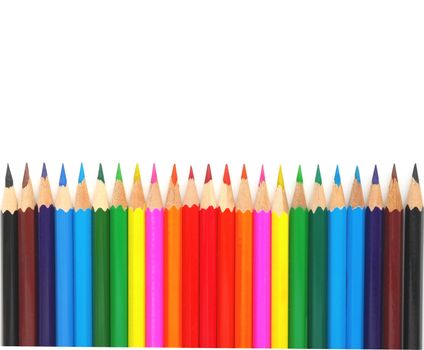 Set color pencils over white