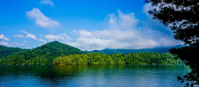 lake santeetlah scenery in great smoky mountains