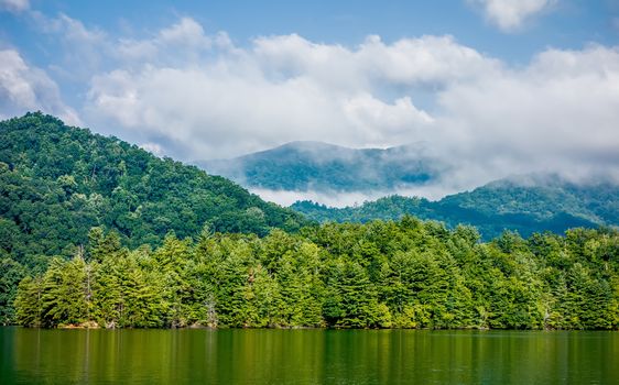 lake santeetlah scenery in great smoky mountains