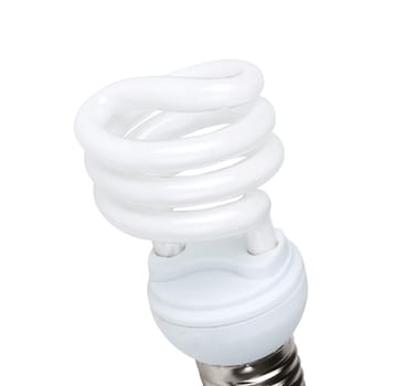 Fluorescent light bulb on white background