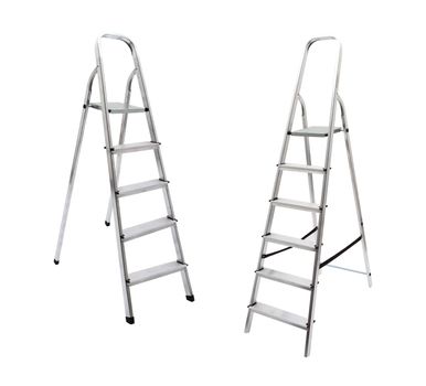 Aluminum step ladders isolated on white background