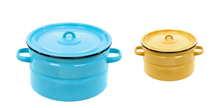 Pot blue and yellow isolated