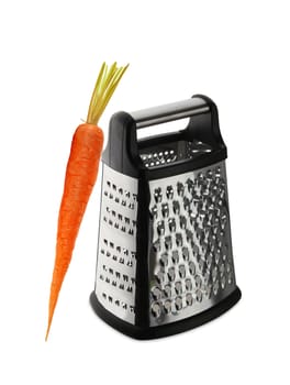 carrot on grater on white background