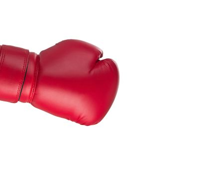 close up of red boxe glove